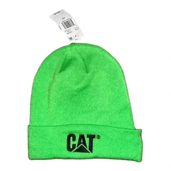CAT neon green knit winter beanie - Picture 1 of 3